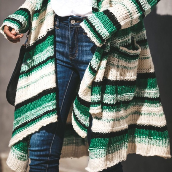 Sold Out!! NWT Coziest Stripe Cardigan Sweater - Picture 2 of 4